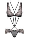 Мереживне боді Obsessive 873-SEA-1 з візерунками, чорний, S/M