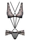 Боди кружевное Obsessive 873-SEA-1 с узорами, черный, S/M вид 7