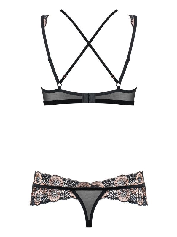 Боди кружевное Obsessive 873-SEA-1 с узорами, черный, S/M вид 8