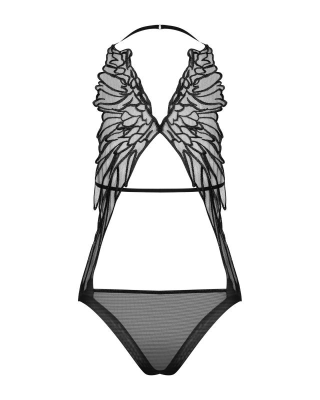 Боди с имитацией крыльев Obsessive Alifini, черный, S/M вид 7