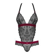 Мереживне боді з відкритою спиною Obsessive Rossita, чорний, S/M