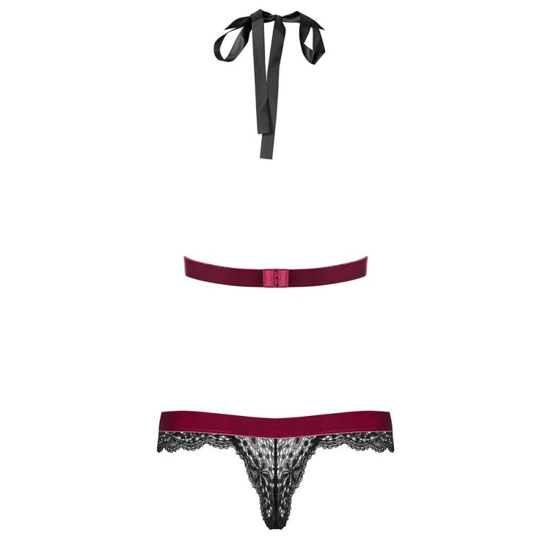 Мереживне боді з відкритою спиною Obsessive Rossita, чорний, S/M вид 6