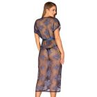 Пеньюар полупрозрачный с кружевом Obsessive Flowlace синий, S/M вид 3