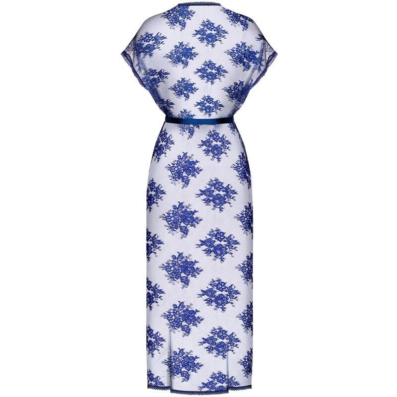 Пеньюар полупрозрачный с кружевом Obsessive Flowlace синий, S/M вид 7