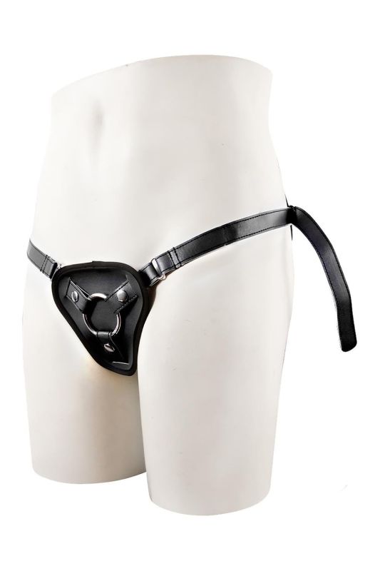 Трусики для стпрапона с 2 кльцами STRAPON BLACK PU HARNESS WITH TWO RINGS вид 2