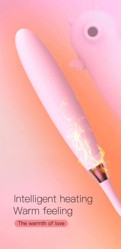 Подвійний вібратор з вакуумною стимуляцією Viola з пульсацією та підігрівом, рожевий вид 13