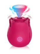 Вакуумный стимулятор клитора с вибрацией в виде цветка Rose, розовый