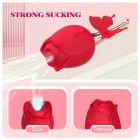 Вакуумний кліторний стимулятор з вібрацією у вигляді троянди Rose Flirting, червоний вид 7