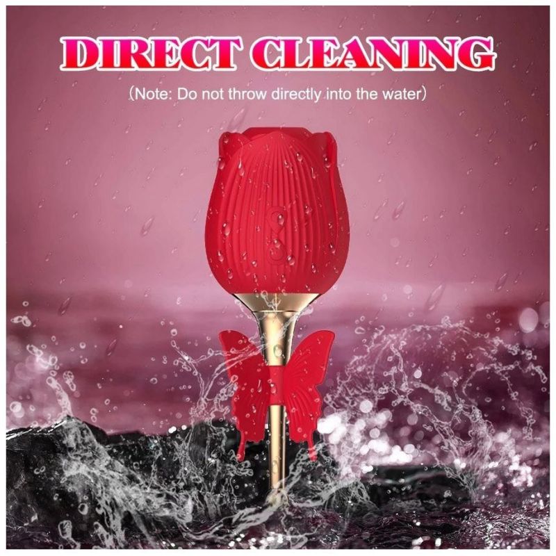 Вакуумный стимулятор клитора с вибрацией в виде розы Rose Flirting, красный вид 12