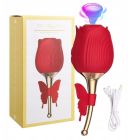 Вакуумный стимулятор клитора с вибрацией в виде розы Rose Flirting, красный вид 17