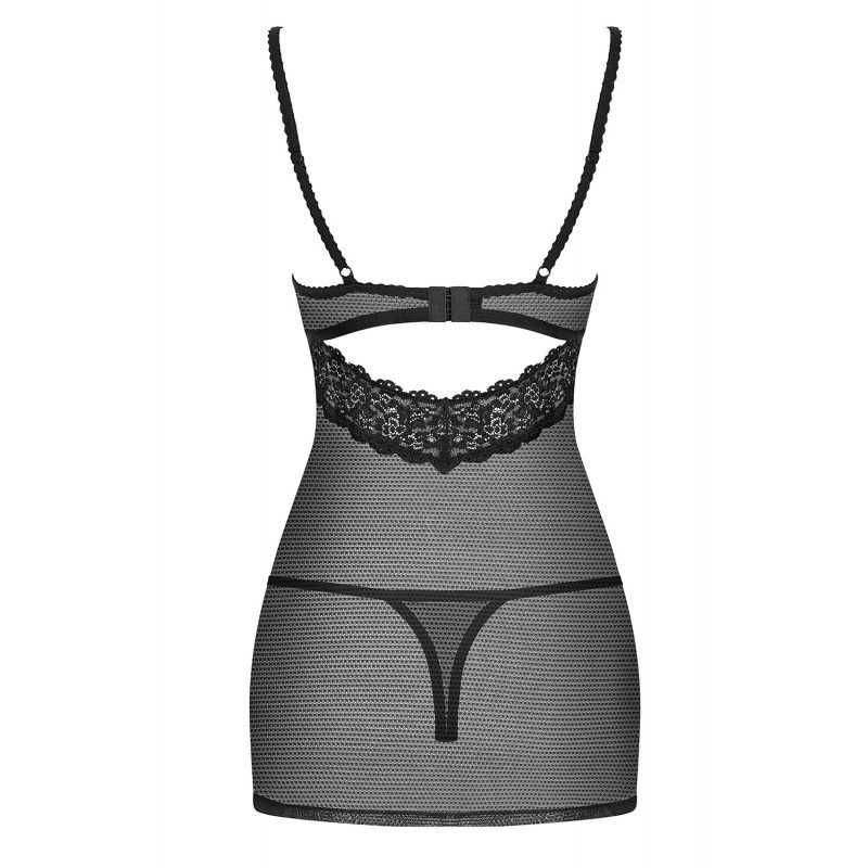 Комплект-пеньюар та трусики стрінги Obsessive 852, чорний, S/M вид 5