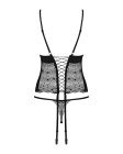 Комплект Obsessive Sharlotte корсет с пажами для чулков и трусики стринги, черный, S/M вид 10