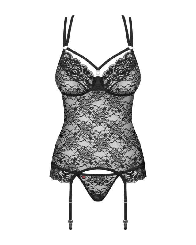 Комплект корсет с трусиками Obsessive 860-COR-1 черный, S/M вид 6