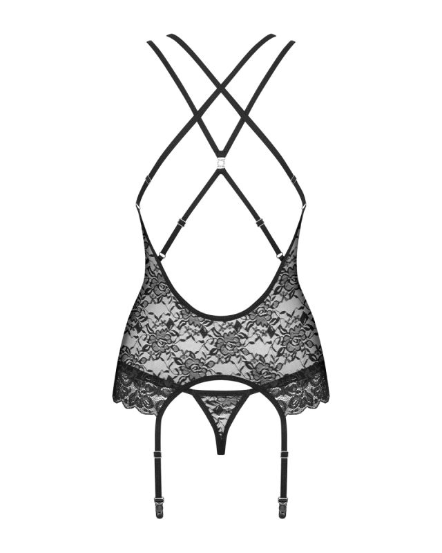 Комплект корсет з трусиками Obsessive 860-COR-1 чорний, S/M вид 7