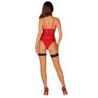 Комплект-корсет ажурный с пажами и трусиками Obsessive Diyosa красный, XS/S вид 5