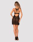Пеньюар полупрозрачный с кружевными вставками Obsessive Reneliai и стринги, S/M вид 7