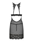 Пеньюар полупрозрачный с кружевными вставками Obsessive Reneliai и стринги, S/M вид 9