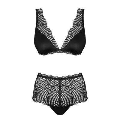 Комплект мереживний Obsessive Klarita чорний, S/M