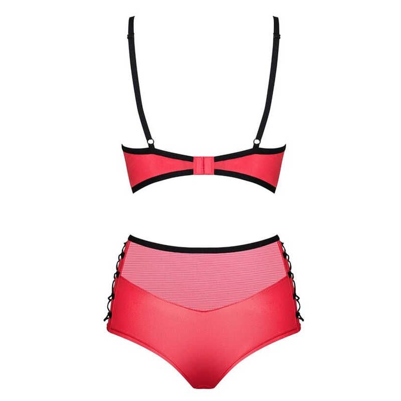 Комплект червоний Obsessive Leatheria з контрастним чорним кантом, S/M вид 7