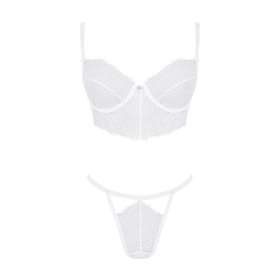 Комплект ажурний Obsessive Bianelle білий, S/M