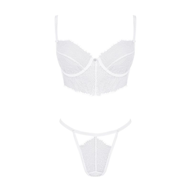 Комплект ажурний Obsessive Bianelle білий, S/M вид 6