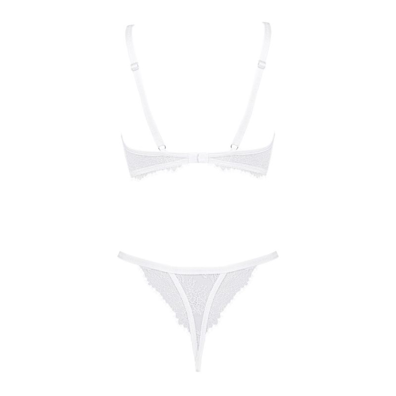Комплект ажурний Obsessive Bianelle білий, S/M вид 7