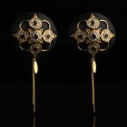 Пестиси з гірським кришталем та цирконієм UPKO Luxury Baroque з італійської шкіри, чорного кольору. вид 8