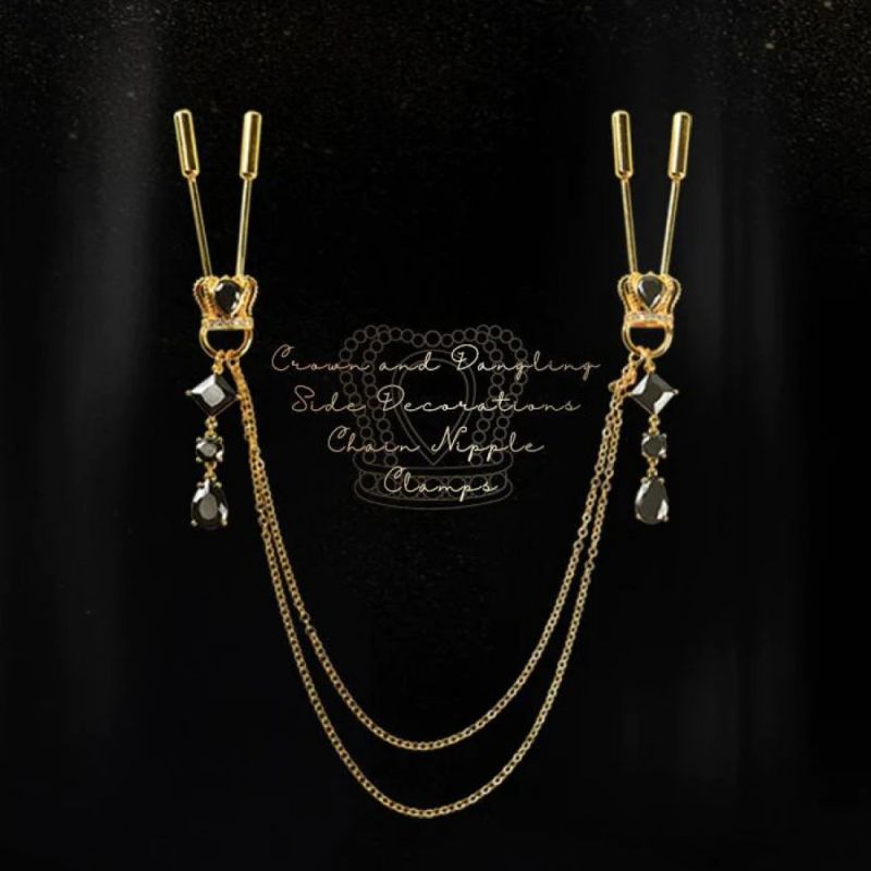 Затискачі для сосків UPKO на ланцюжку у вигляді корони з підвісками вид 6