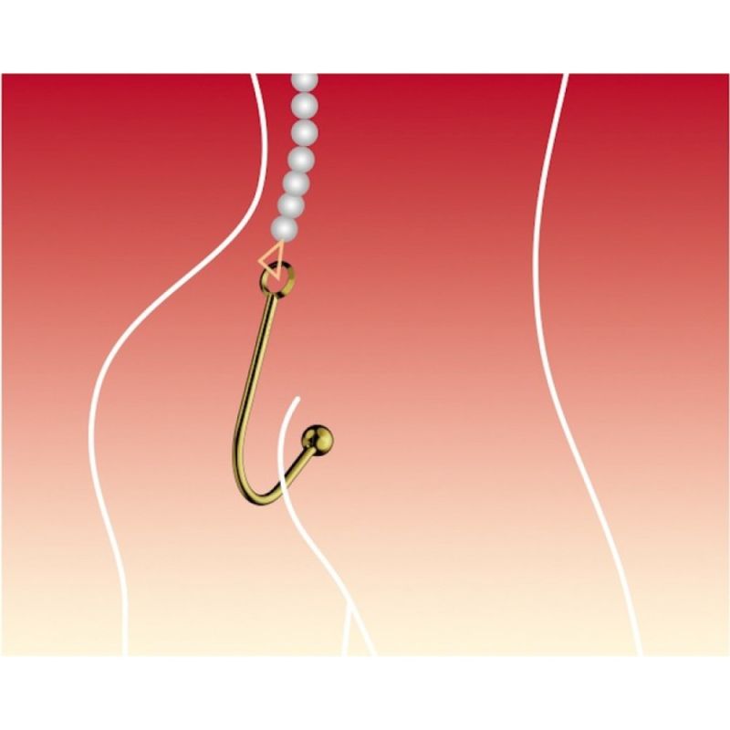 Вагінальний / анальний гак UPKO Hook золотистий, з кулькою на кінці та кільцем для фіксації вид 8