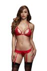 Комплект білизни мереживної BACI Lace Garter Set, червоний, One Size вид 2
