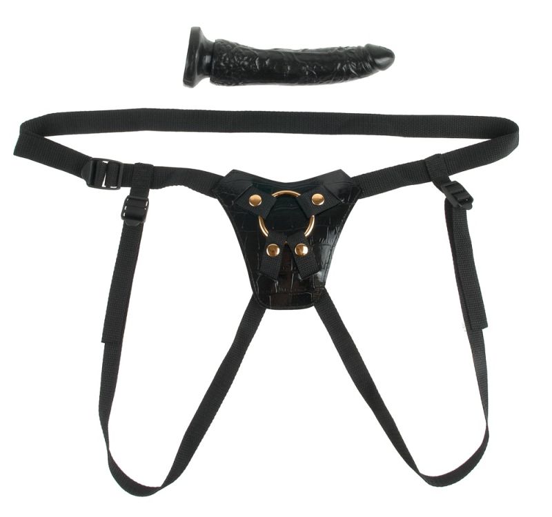 Страпон Pipedream Fetish Fantasy Gold на трусиках, чорний вид 8