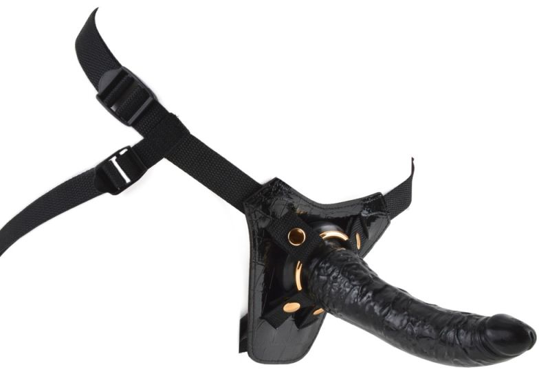 Страпон Pipedream Fetish Fantasy Gold на трусиках, черный вид 9