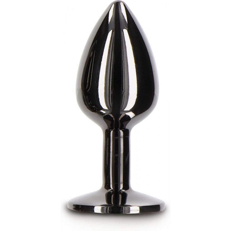 Анальная пробка с кристаллом, S, Taboom, металл, черная вид 3