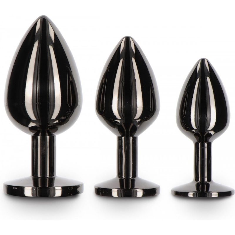 Анальна пробка із кристалом, S, Taboom, метал, чорна вид 6