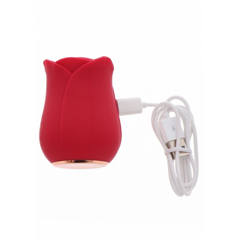 Вакуумний стимулятор клітора у вигляді троянди Toy Joy, силіконовий, червоний вид 6