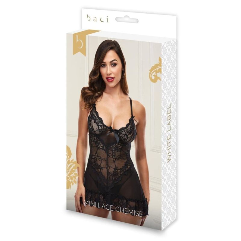 Пеньюар BACI мереживний, напівпрозорий, чорний, S/M вид 5