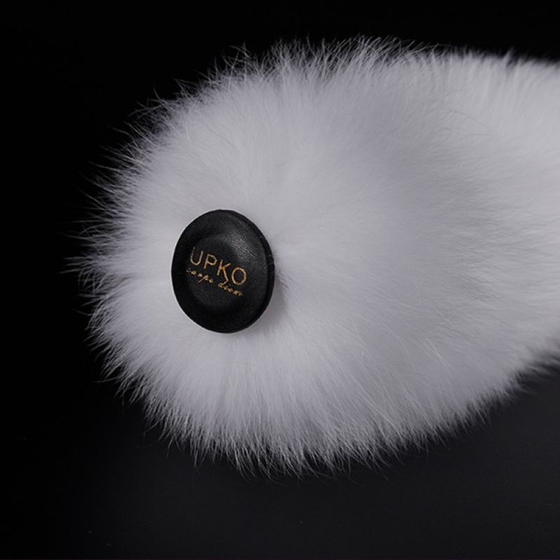 Хвіст на магнітній основі UPKO для Pet Play з лисиного хутра, білий вид 5