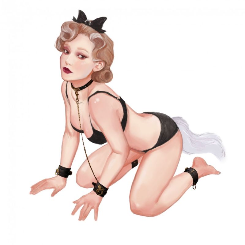 Хвост на магнитной основе UPKO для Pet Play из лисьего меха, белый вид 9