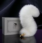 Анальна пробка UPKO з довгим білим хвостом з лисячого хутра вид 9