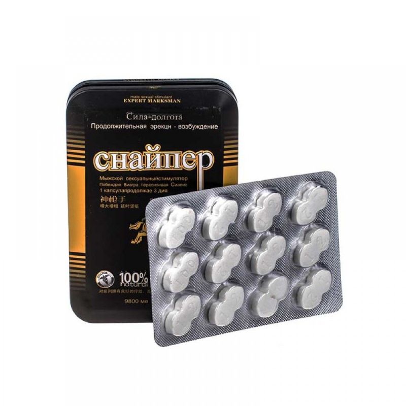 Таблетки для потенции Снайпер за 1 банку(12шт) вид 3