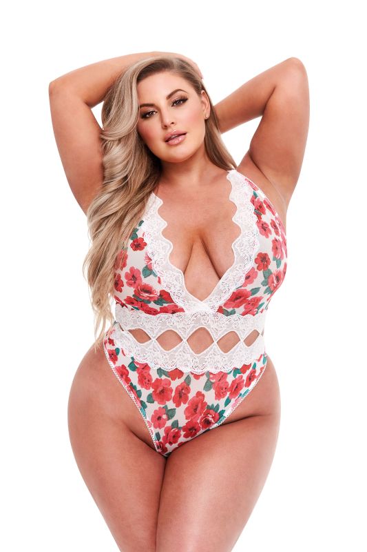 Ажурне боді WHITE FLORAL & LACE TEDDY, XL вид 2