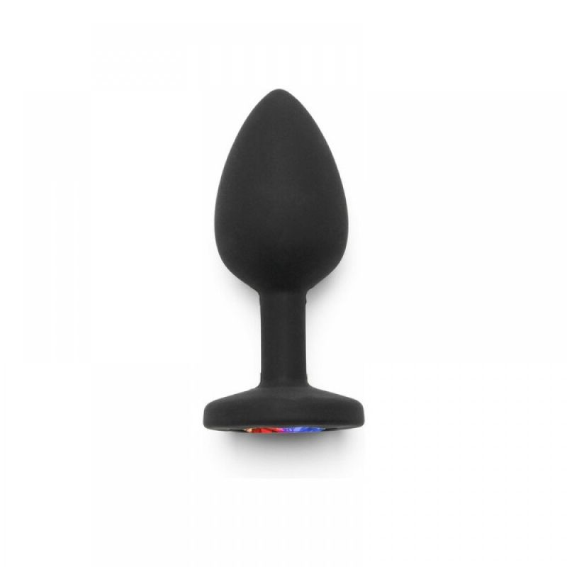 Пробка с радужным камнем силикон черный Toy Joy Rainbow Booty Jewel Small вид 3