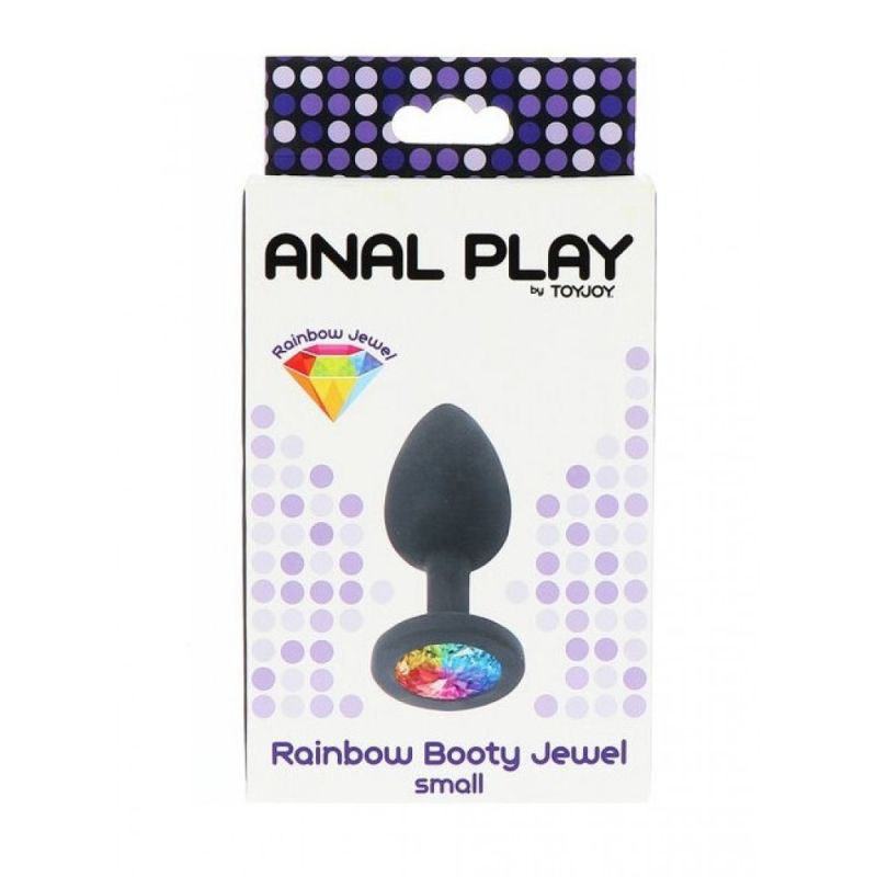 Пробка з райдужним каменем силікон чорний Toy Joy Rainbow Booty Jewel Small вид 4