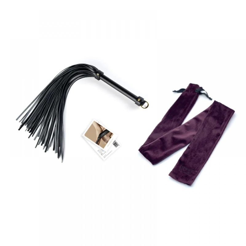 Флогер (батіг) італійська шкіра UPKO з позолотою, чорний вид 7