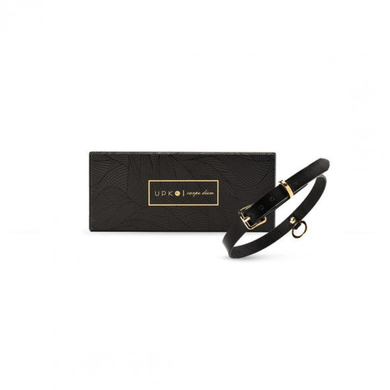 Тонкий нашийник (чокер) з італійської шкіри, чорного кольору, Thin UPKO вид 8