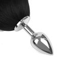 Анальная пробка с хвостом Anal plug faux fur fox tail black polyeste вид 3