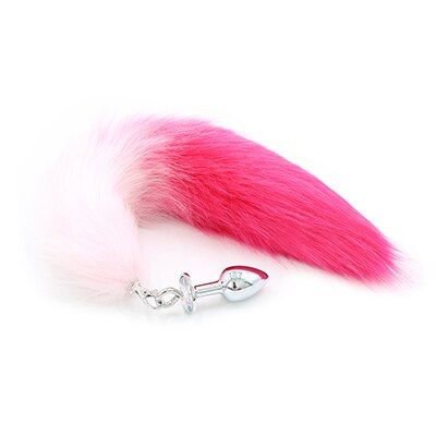 Анальная пробка из искусственного меха DS Fetish Anal plug faux fur fox tail pink/fushia polyeste вид 2