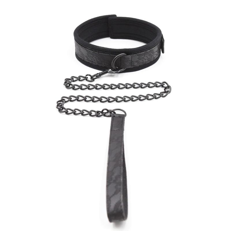 Ошейник с поводком DS Fetish Collar with leash black вид 2