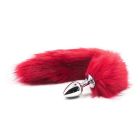 Анальная пробка S лисий хвост DS Fetish Anal plug S faux fur fox tail Red polyeste вид 2