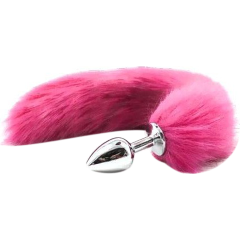 Анальная пробка S лисий хвост DS Fetish Anal plug S faux fur fox tail Pink polyeste вид 2
